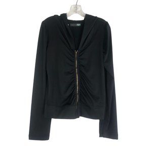 NM Jacket Womens Size Small S Black Full Zip Ruche  Long‎ Sleeve Ladies Hoodie